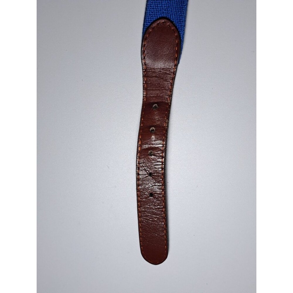Smathers & Branson Cubs  Hand-Stitched Needlepoint Leather Belt Blue Size 44 Men - Picture 8 of 13